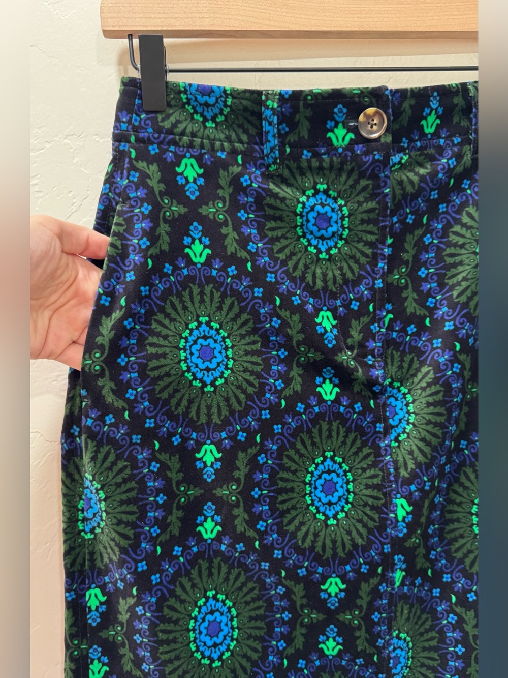 NWT Boden Margot Velvet Midi Skirt Women's 4 R Blue Green Black - Picture 7 of 13